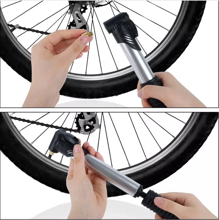 100 psi mini kolesarska ročna zračna črpalka iz aluminijeve zlitine prenosna kolesarska črpalka za pnevmatike (2)